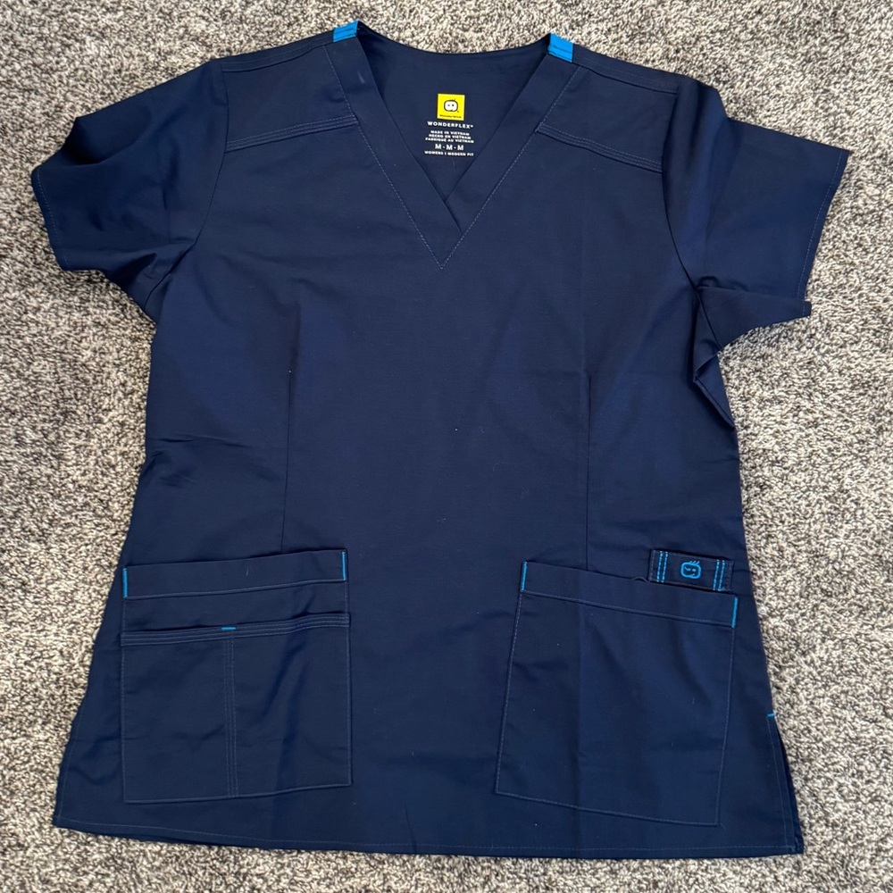 WonderWink WonderFLEX Modern Fit Navy Scrub Top